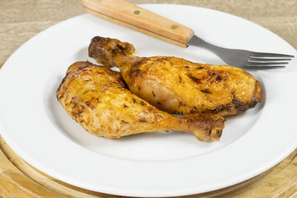 Roast Chicken Thighs Plate — Stock Photo, Image