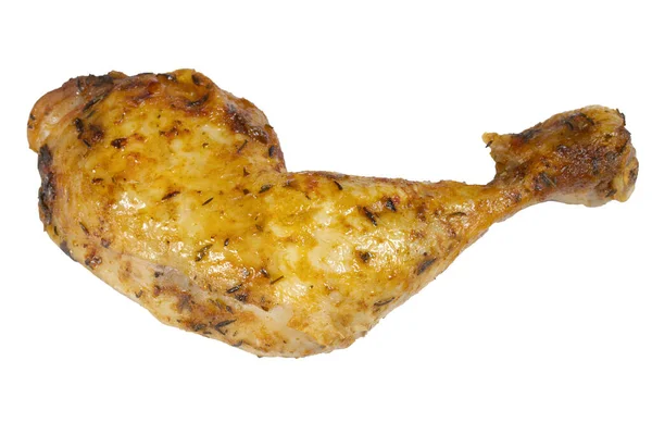 Pierna Pollo Asado Aislado Sobre Fondo Blanco —  Fotos de Stock