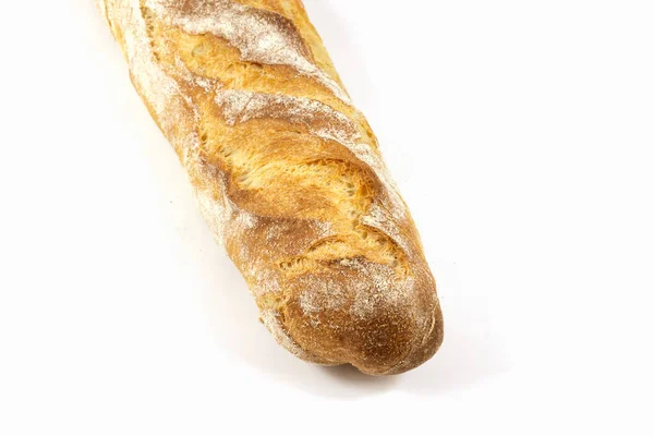 Pan Baguette Sobre Fondo Blanco —  Fotos de Stock