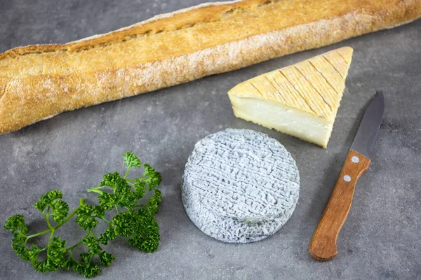 Selles Sur Cher Ziegenkäse Und Maroilles Auf Einem Tisch — Stockfoto