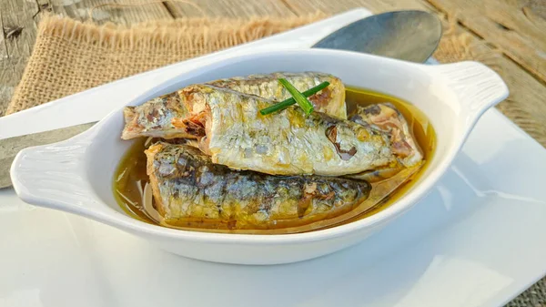 Filetes Sardina Aceite Plato —  Fotos de Stock