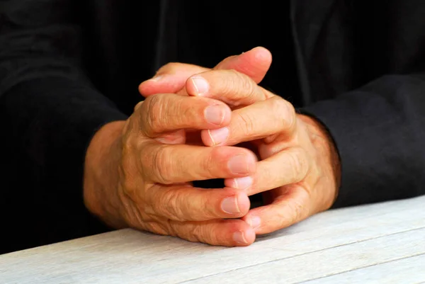 Persona Cogida Mano Oración Símbolo Religioso Devoción — Foto de Stock