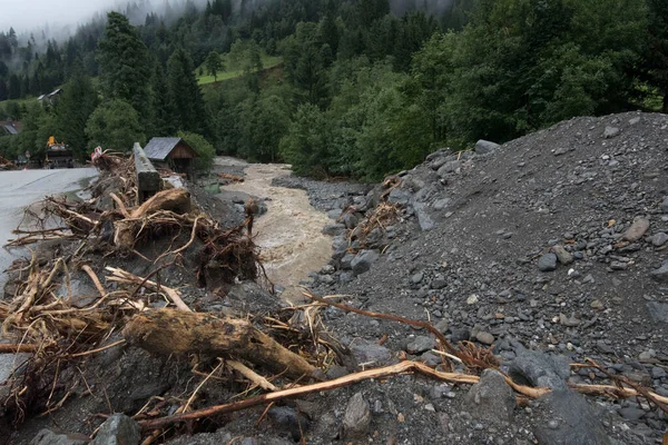 Dommages Destruction Par Les Inondations Sur Une Rivière Près Une — Photo