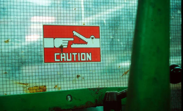 Обережний Знак Небезпека Машинами Робочому Місці — стокове фото