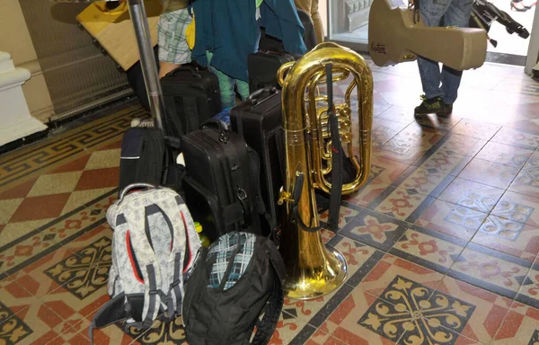 Strumenti Musicali Ottone Tuba Sousaphone Strumenti Tradizionali Musica Folk — Foto Stock