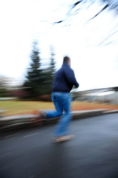 Pessoa Correndo Símbolo Para Escapar Sair Borrão Movimento — Fotografia de Stock