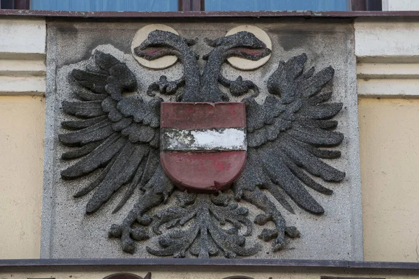 Emblema Piedra Del Águila Doble Cabeza Monarquía Húngara Austriaca —  Fotos de Stock