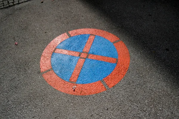 Parking Stopping Traffic Sign Street Red Circle — Stock Photo, Image