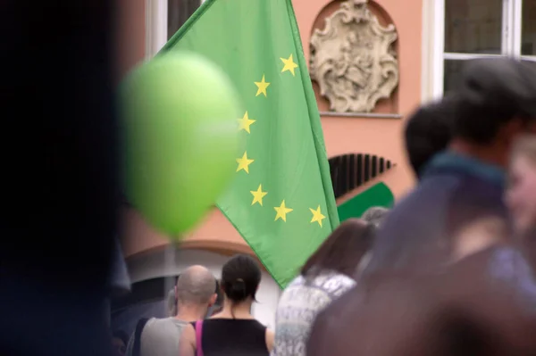 Зелена Парламентська Група Раді Європи Зелений Європейський Прапор Зірками — стокове фото