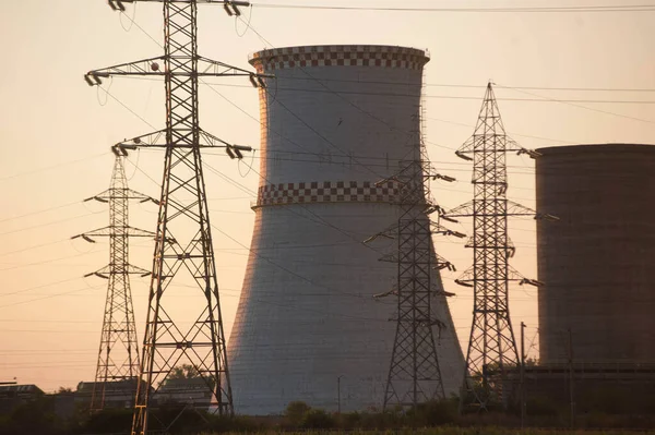 Caloric Thermal Power Plant Romania Sunset — Stock Photo, Image