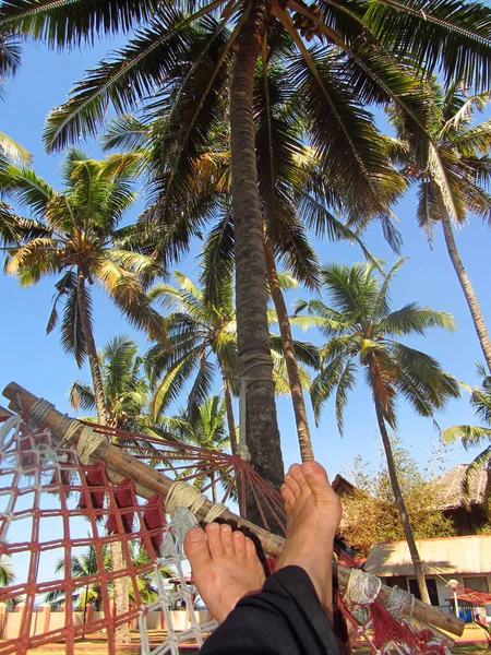 Vacances Été Détente Dans Hamac Dans Mer Sud — Photo