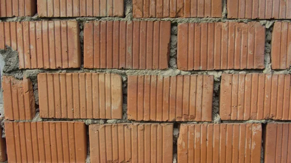 Una Pared Ladrillo Rojo Sin Enlucir Como Parte Edificio — Foto de Stock