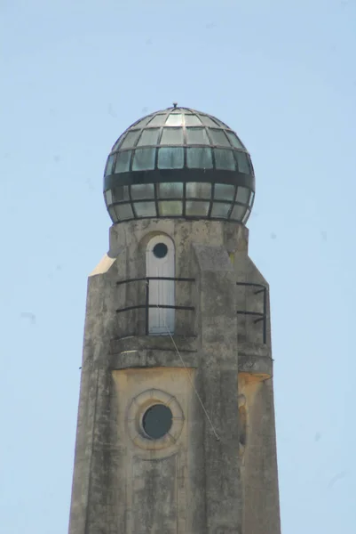 Faro Con Cupola Vetro Nel Porto Rio Plata Buenos Aires — Foto Stock
