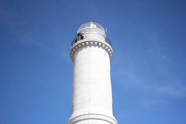 Farol Branco Céu Azul Claro Veneza Venezia Itália — Fotografia de Stock