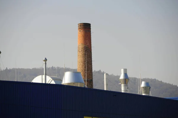 Chaminé Industrial Local Produção Industrial Emissões Poluentes Indústria — Fotografia de Stock