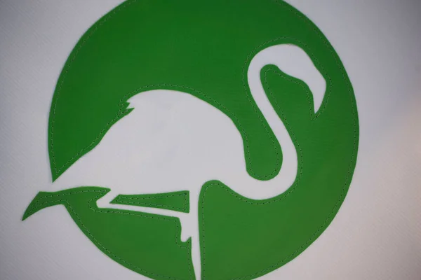 Symbool Van Waadvogel Flamingo Witte Flamingo Groene Cirkel — Stockfoto