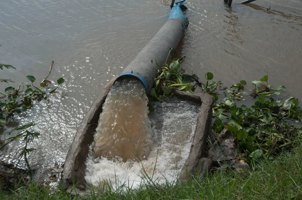 ベトナムのメコンデルタの水田 排水管 — ストック写真