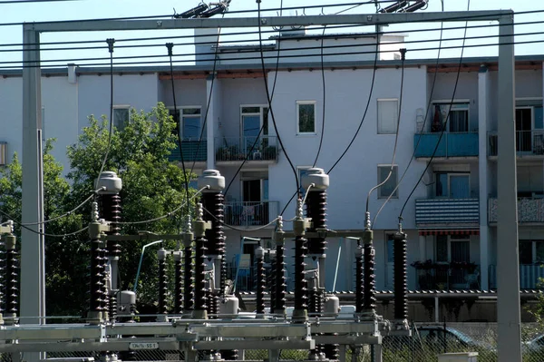 Een Elektriciteitscentrale Voor Een Woongebouw Elektrosmog — Stockfoto
