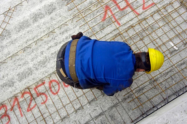 Trabajador Obra Hormigón Armado Construcción Edificios —  Fotos de Stock