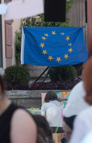 Прапор Європейського Союзу Синій Прапор Жовтими Зірками Представляють — стокове фото
