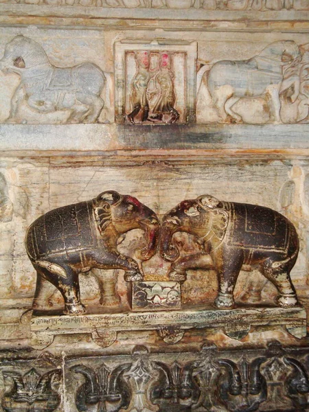 Symbole Éléphant Dans Temple Hampi Inde — Photo