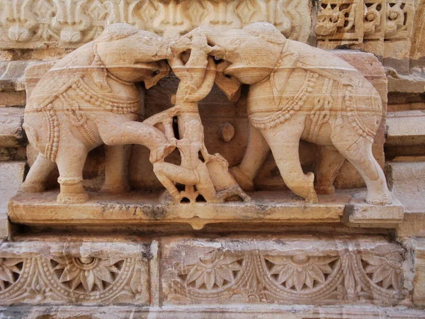 Symbole Éléphant Dans Temple Hampi Inde — Photo