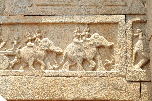 Symbole Éléphant Dans Temple Hampi Inde — Photo