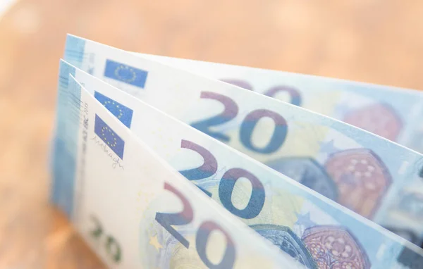Vinte Notas Euro Moeda União Europeia Negócios Finanças — Fotografia de Stock