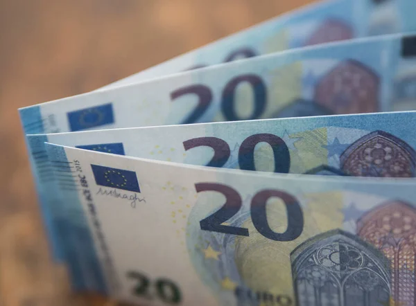 Vinte Notas Euro Moeda União Europeia Negócios Finanças — Fotografia de Stock