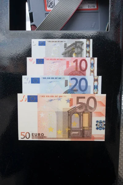 Notas Bancárias Euros Para Transacções Numerário Pagar União Europeia — Fotografia de Stock