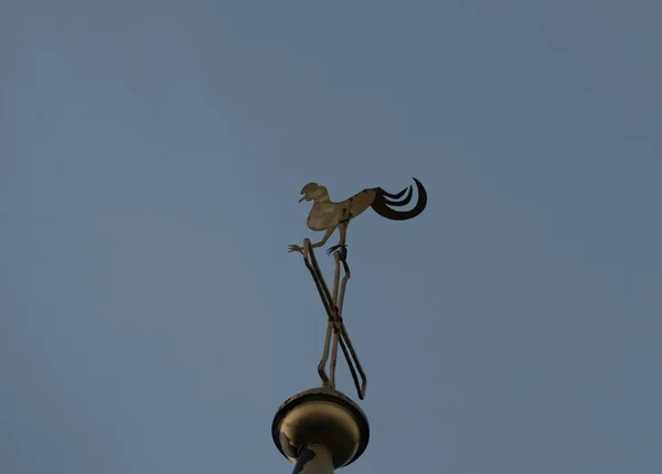 Weathercock Sur Toit Bâtiment Pour Mesure Vent — Photo