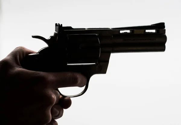Elinde Bir Tabanca Olan Kişi Ölümcül Tehlikeli Bir Silah — Stok fotoğraf