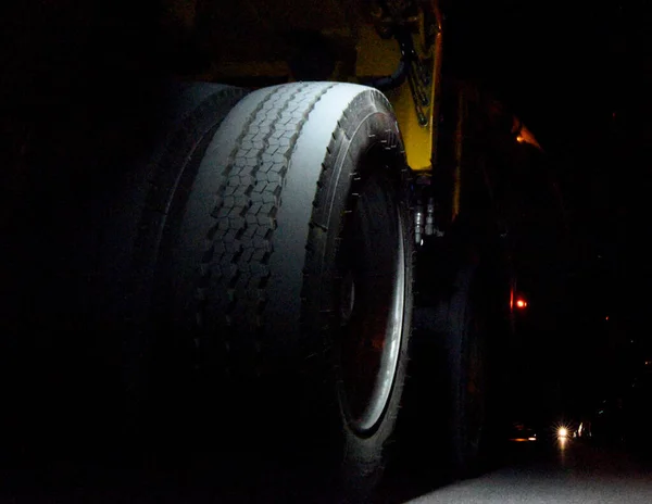 big truck tires on a commercial vehicle or truck in transportation
