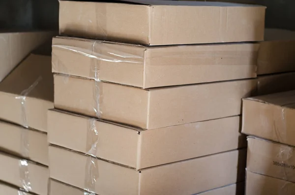 Sealed Cardboard Boxes Stock Boxes Being Prepared Shipment — Stock Photo, Image