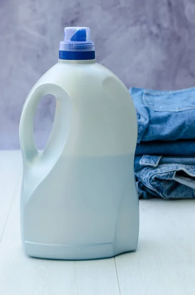 Bottle Liquid Powder Foreground Stack Things Background Detergents Washing — Stock Photo, Image