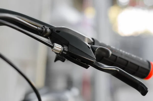 Bicycle brake lever and shifting system. Detail of a bicycle.