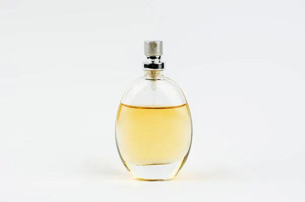 Vrouwelijke Parfum Fles Een Witte Achtergrond — Stockfoto