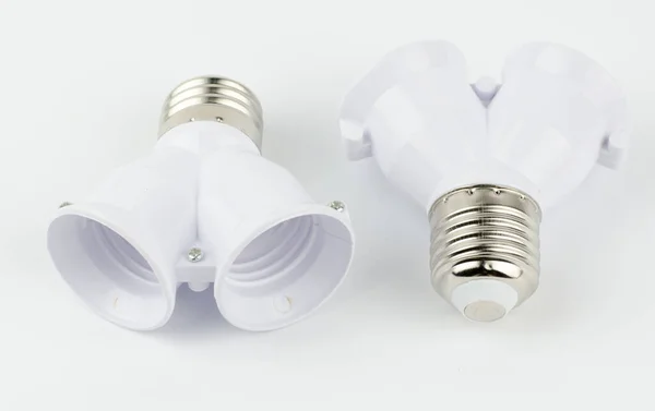 Adapter Two Lamps White Background — Stock Photo, Image