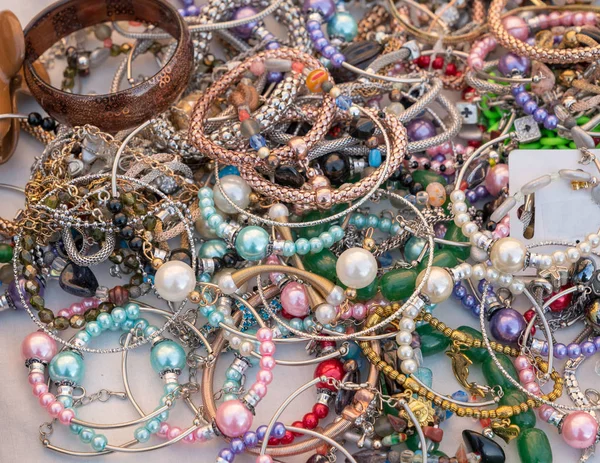 Necklaces and jewelry for sale in the market shop,milan italy.