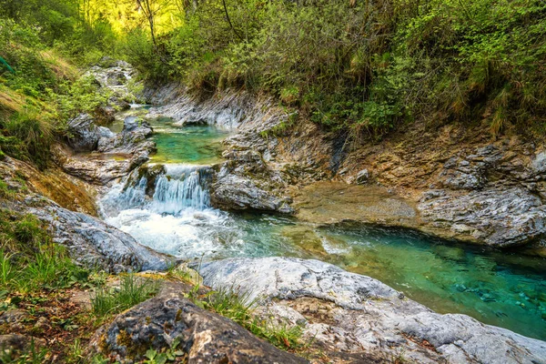 Tiny waterfall at the Val Vertova Torrent — Stock Photo, Image