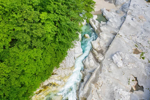 Drone View Serio River Day Val Seriana Bergamo — Stock Photo, Image