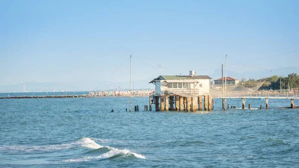 Fischerhütte Mit Typisch Italienischem Fischergerät Genannt Trabucco Lido Dante Fiumi — Stockfoto