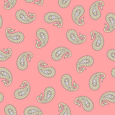 Paisley çiçek oryantal etnik desenli. Sorunsuz Arapça süsleme. Hint kumaş deseni