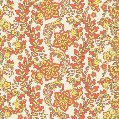 Sarı ve kırmızı çiçek seamless modeli