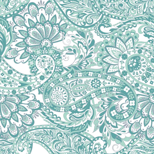 Patrón Sin Costura Floral Con Ornamento Paisley Ilustración Vectorial Estilo — Vector de stock