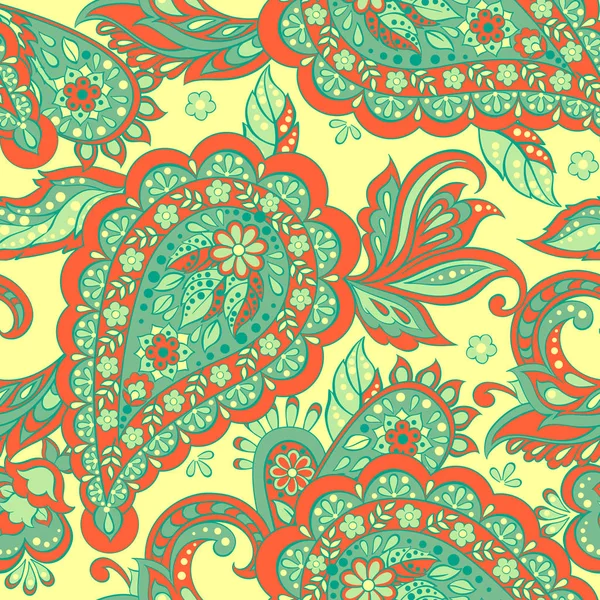 Patrón Paisley Sin Costuras Estilo Textil Indio Ilustración Vectorial Floral — Archivo Imágenes Vectoriales