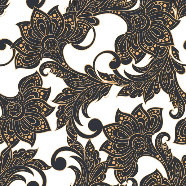 Patrón Vintage Estilo Batik Indio Fondo Vector Floral — Vector de stock