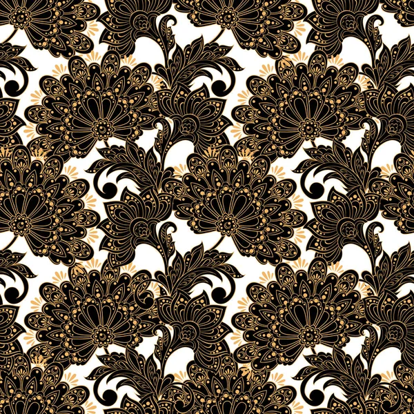 Ornamento Floral Étnico Estilo Batik Ilustração Vetorial — Vetor de Stock