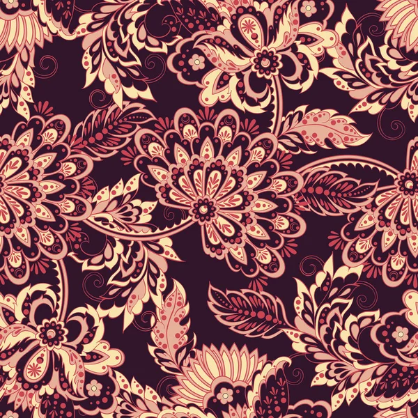 Patrón Vintage Estilo Batik Indio Fondo Vector Floral — Archivo Imágenes Vectoriales