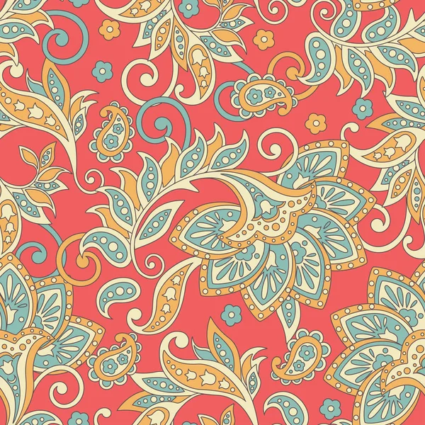 Ethnique Floral Motif Sans Couture Dans Style Indien Illustration Vectorielle — Image vectorielle